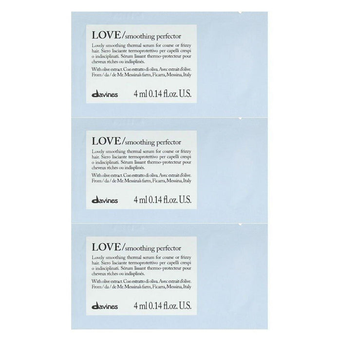 Set ser termoprotector fără clătire pentru păr Davines LOVE Smoothing Perfector, pentru netezire, 12 x 4 ml