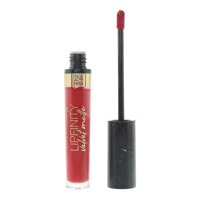 Ruj lichid Max Factor Lipfinity Velvet Matte, nuanța 025 Roșu Luxos, efect mat, 3,5 ml