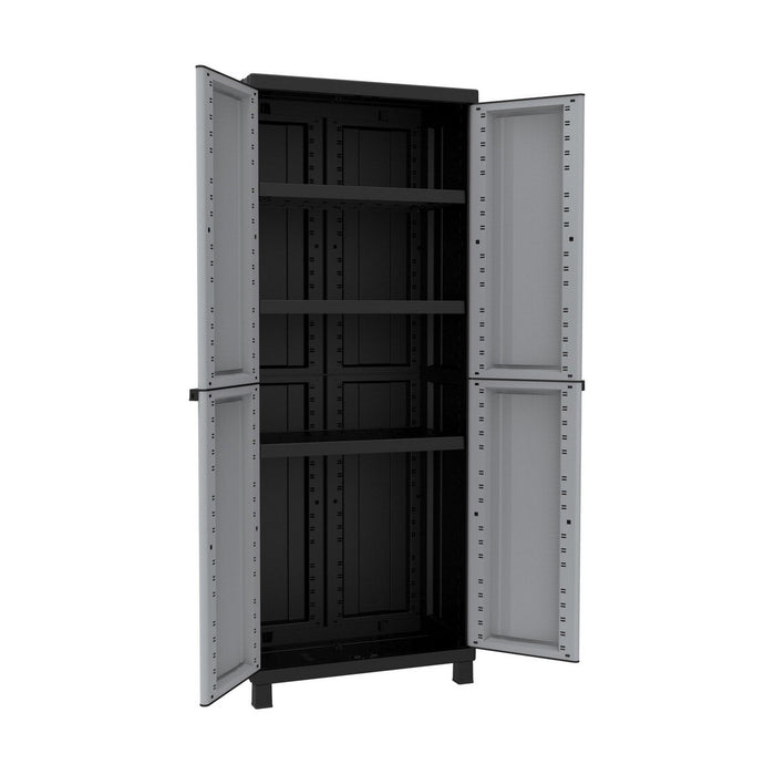 Dulap pentru haine Terry Negru/Gri Rășină Plastic 68 X 39 X 170 CM