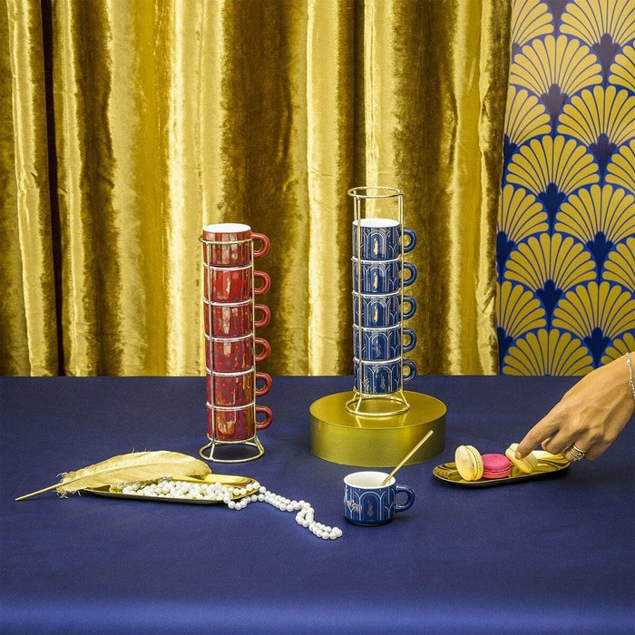 Set de 6 Căni de Cafea Bialetti Deco Glamour Roșu