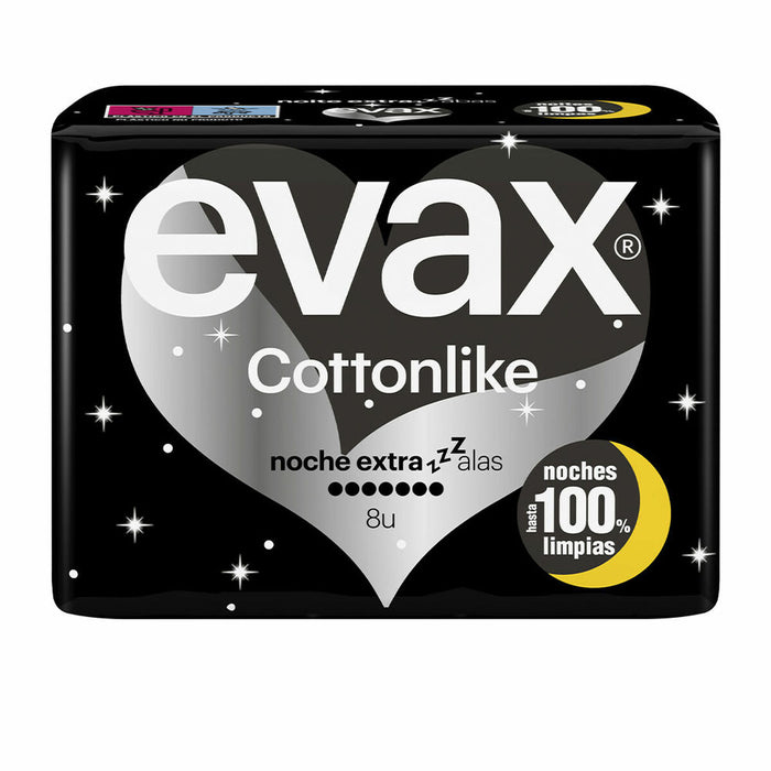 Absorbante cu Aripioare pentru Noapte Evax Cottonlike 8 Unități