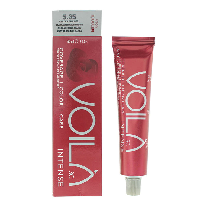 Vopsea permanentă de păr Intercosmo Voila 3C Intense, nuanța 5.35 Golden Mahogany Brown, 60 ml