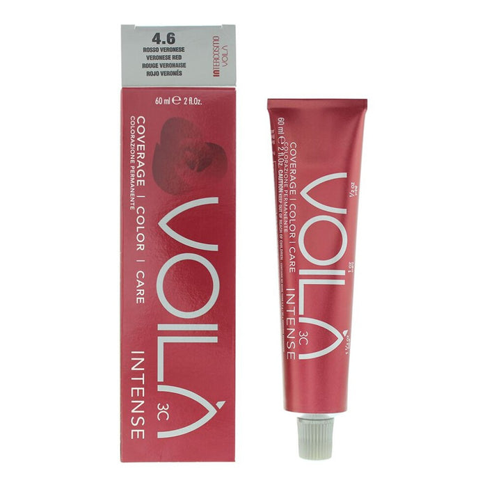 Vopsea permanentă de păr Intercosmo Voila 3C Intense, nuanța 4.6 Veronese Red, 60 ml