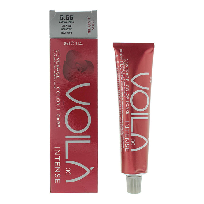 Vopsea permanentă de păr Intercosmo Voila 3C Intense, nuanța 5.66 Deep Red, 60 ml