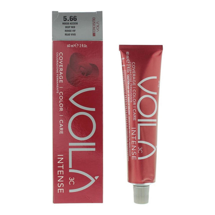 Vopsea permanentă de păr Intercosmo Voila 3C Intense, nuanța 5.66 Deep Red, 60 ml