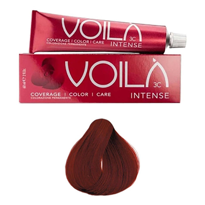 Vopsea permanentă de păr Intercosmo Voila 3C Intense, nuanța 7.66 Fire Red, 60 ml