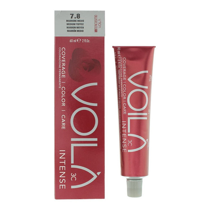 Vopsea permanentă de păr Intercosmo Voila 3C Intense, nuanța 7.8 Medium Toffee, 60 ml