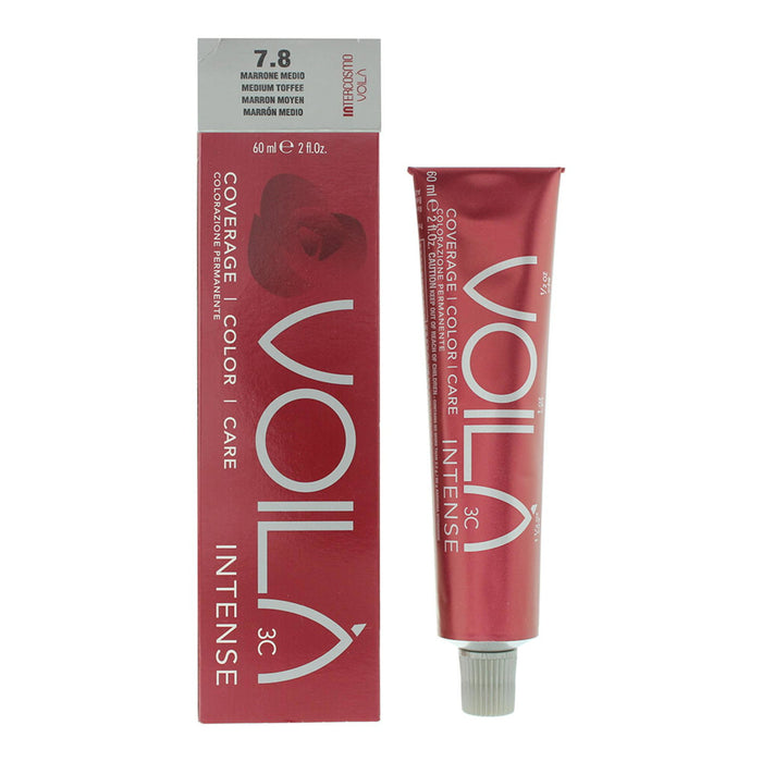 Vopsea permanentă de păr Intercosmo Voila 3C Intense, nuanța 7.8 Medium Toffee, 60 ml