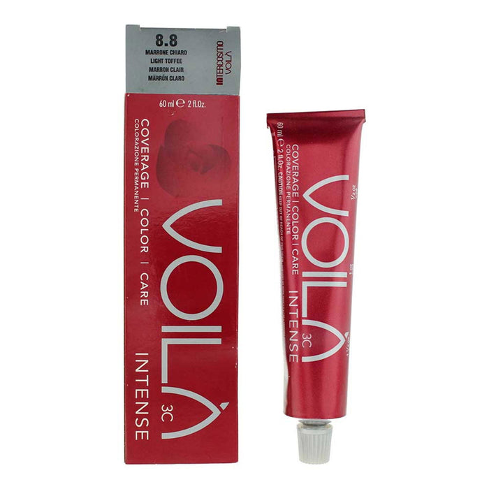 Vopsea permanentă de păr Intercosmo Voila 3C Intense, nuanța 8.8 Light Toffee, 60 ml