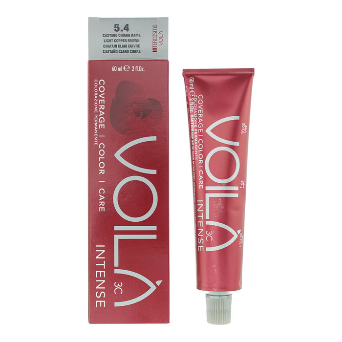 Vopsea permanentă de păr Intercosmo Voila 3C Intense, nuanța 5.4 Light Copper Brown, 60 ml