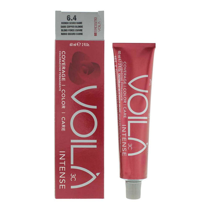 Vopsea permanentă de păr Intercosmo Voila 3C Intense, nuanța 6.4 Dark Copper Blonde, 60 ml
