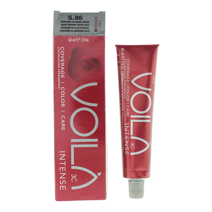 Vopsea permanentă de păr Intercosmo Voila 3C Intense, nuanța 5.86 Light Brown Toffee Red, 60 ml