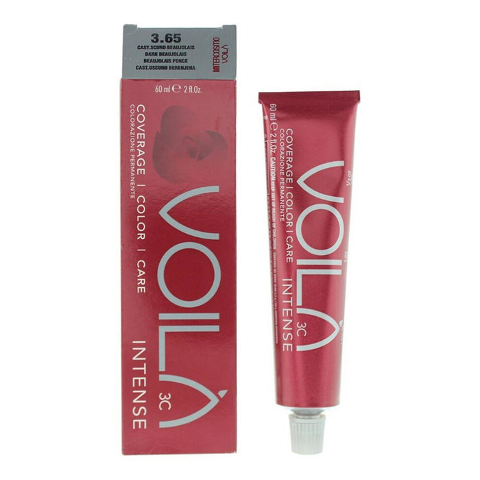 Vopsea permanentă de păr Intercosmo Voila 3C Intense, nuanța 3.65 Dark Beaujolais, 60 ml