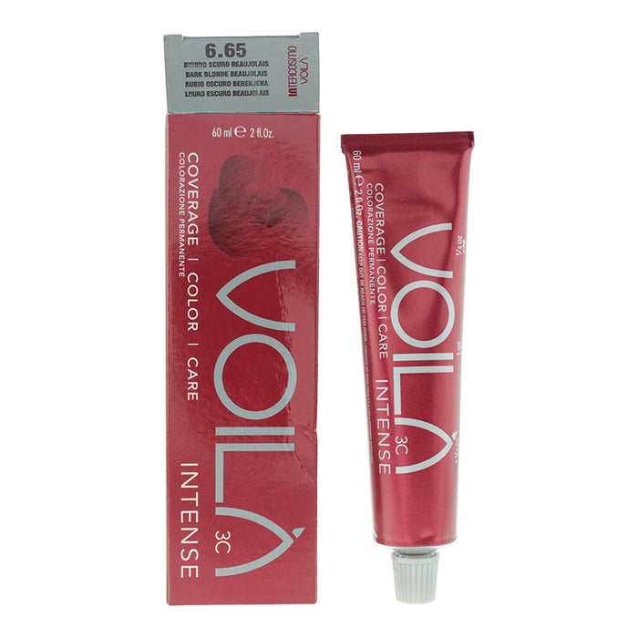 Vopsea permanentă de păr Intercosmo Voila 3C Intense, nuanța 6.65 Dark Blonde Beaujolais, 60 ml