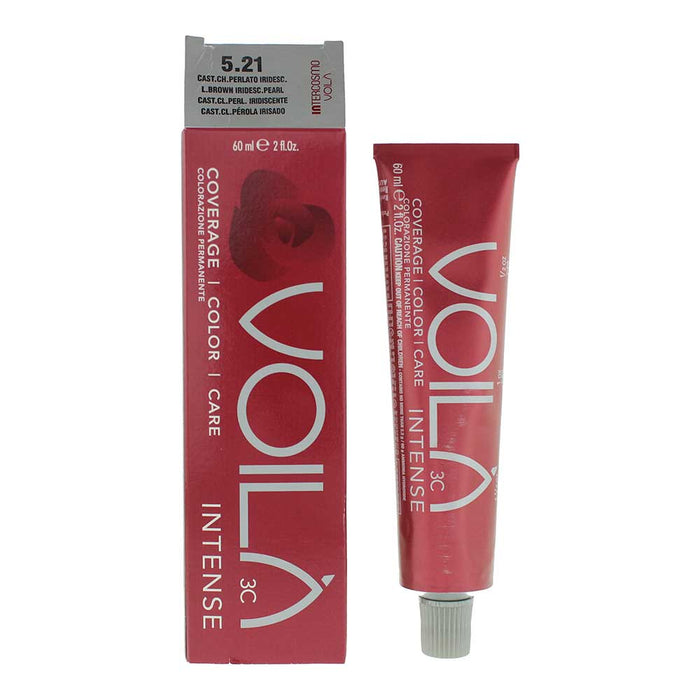 Vopsea permanentă de păr Intercosmo Voila 3C Intense, nuanța 5.21 Light Brown Iridesc Pearl, 60 ml