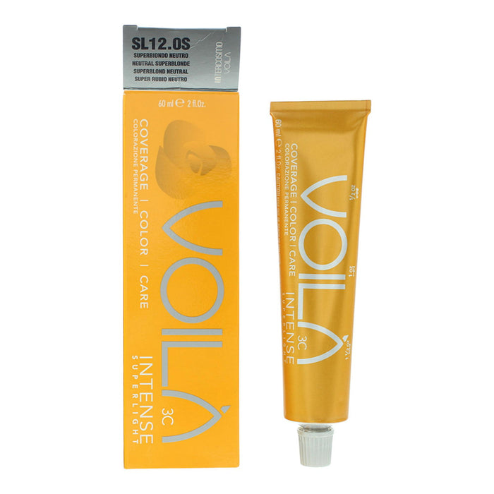 Vopsea permanentă de păr Intercosmo Voila 3C Intense, nuanța SL 12.OS Neutral Superblonde, 60 ml