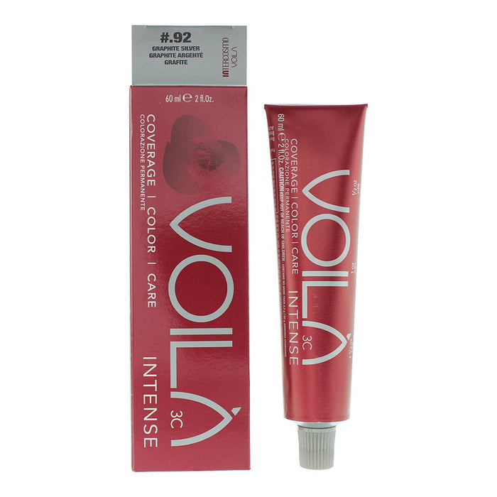 Vopsea permanentă de păr Intercosmo Voila 3C Intense, nuanța .92 Graphite Silver, 60 ml