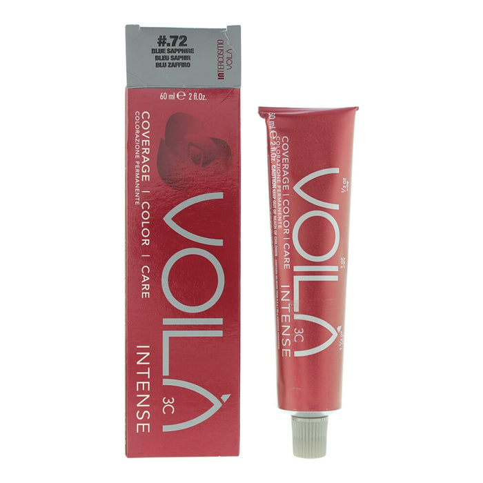 Vopsea permanentă de păr Intercosmo Voila 3C Intense, nuanța 72 Blue Sapphire, 60 ml