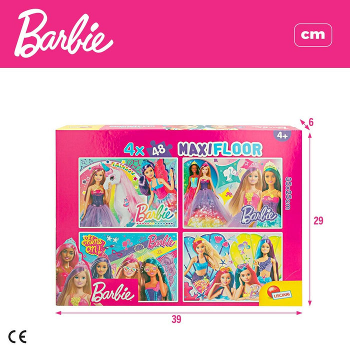 Set de 4 Puzzle-uri Barbie MaxiFloor 192 Piese 35 x 1,5 x 25 cm