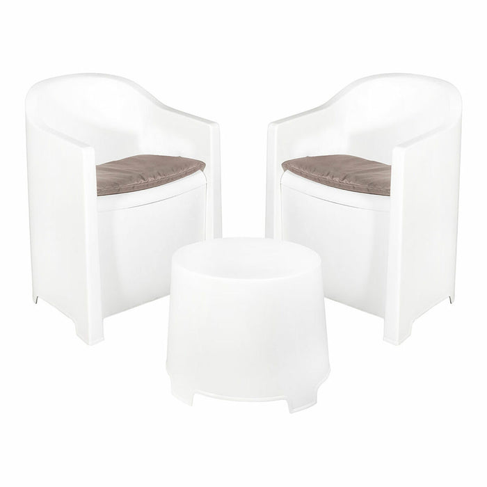 Set masă cu două scaune IPAE Progarden Luna sluc06bg Alb Grădină (3 Piese)