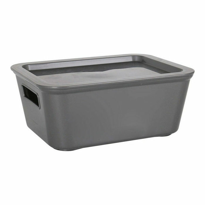 Cutie de depozitare cu capac Bella Antracit 17,9 x 13,9 x 7,2 cm (12 Unități) (18 x 14 x 7 cm)
