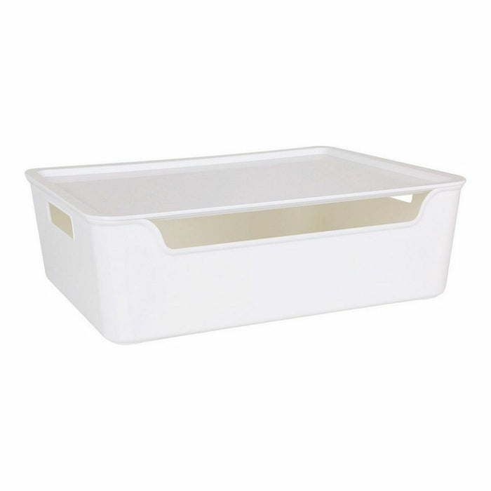 Cutie de depozitare cu capac Bella Alb 36 x 28 x 11,2 cm (12 Unități) (36 x 28 x 11 cm)