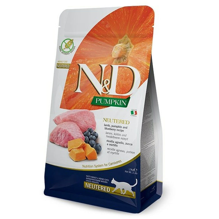 Mâncare pentru pisici Farmina Neutered Adult Adult Afine Carne de oaie Dovleac 1,5 Kg