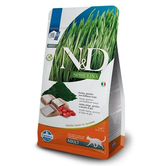 Mâncare pentru pisici Farmina N&D Spirulina Herring Iarba mâței Adult 1,5 Kg