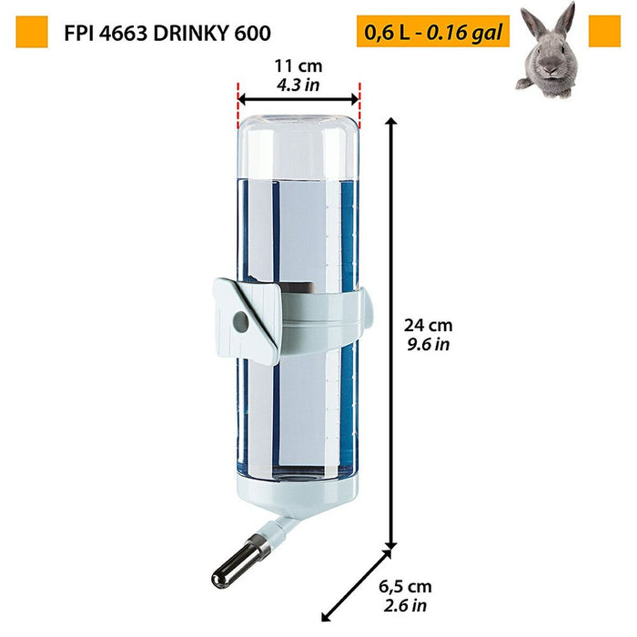Castron de hrană pentru animale de companie Ferplast Fpi 4663 Drinky 600 Alb Gri Transparent Oțel inoxidabil Plastic/Oțel inoxid