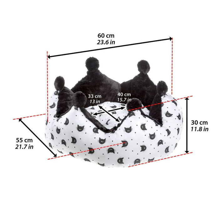 Pat pentru pisică Ferplast Bedding Alb Negru 60 x 60 x 55 cm
