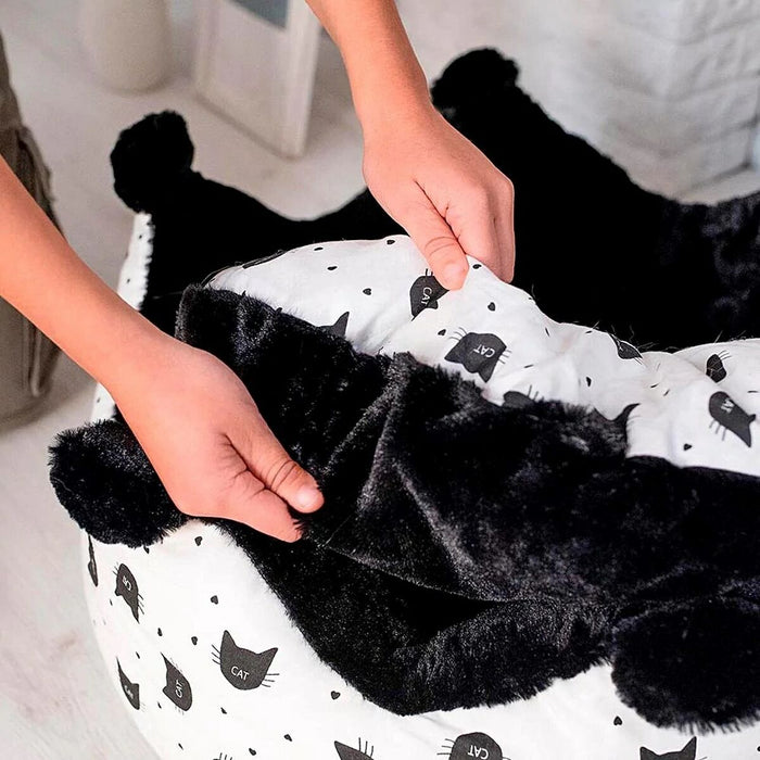 Pat pentru pisică Ferplast Bedding Alb Negru 60 x 60 x 55 cm