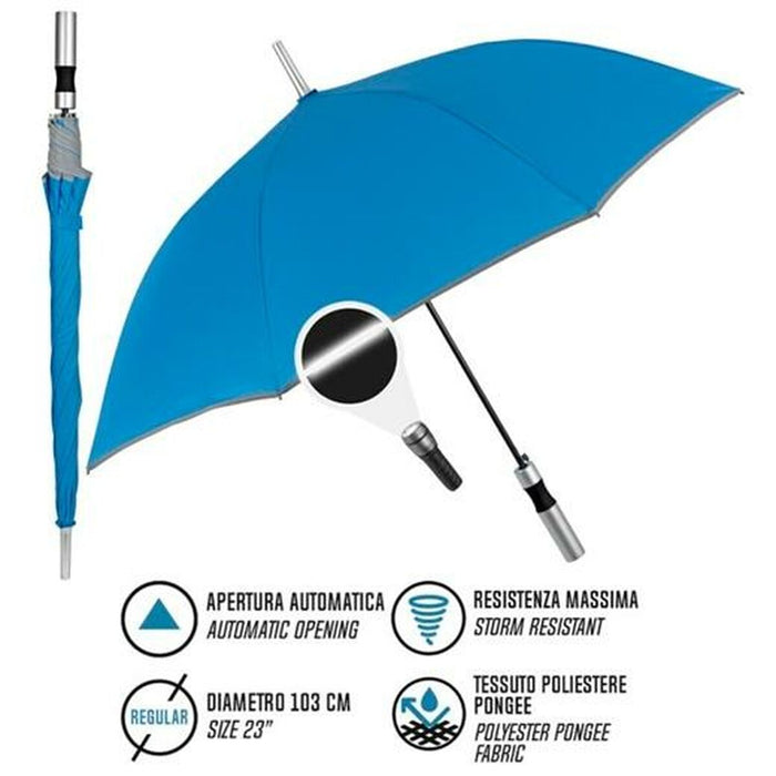 Umbrelă Perletti 23" Cu garnitură Reflectorizant/ă Albastru Poliester 103 cm