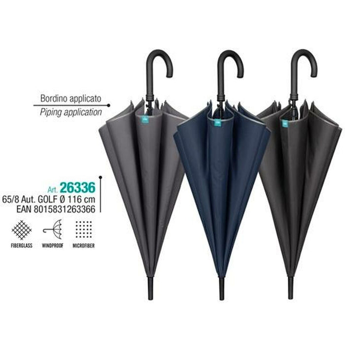 Umbrelă Perletti 65/8 GOLF Neted Cu garnitură Microfibră Ø 116 cm