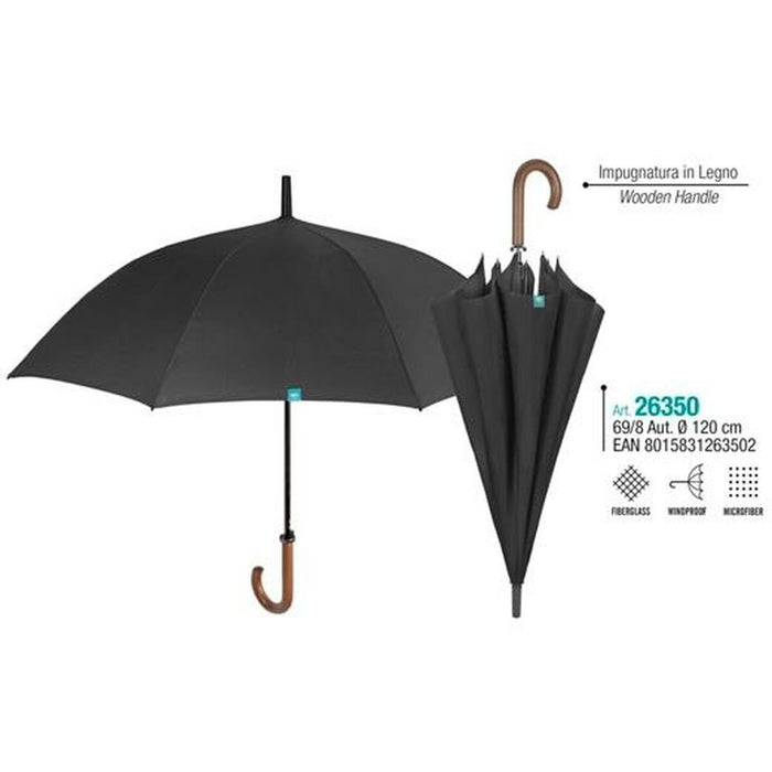 Umbrelă Perletti GOLF 69/8 Lemn Negru Microfibră Ø 120 cm