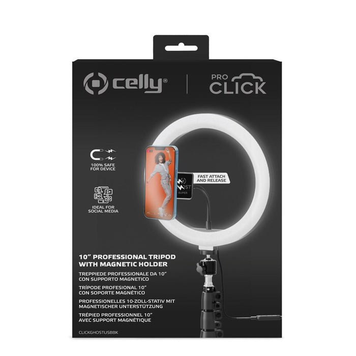 Selfie Ring Light cu trepied și telecomandă Celly CLICKGHOSTUSBBK