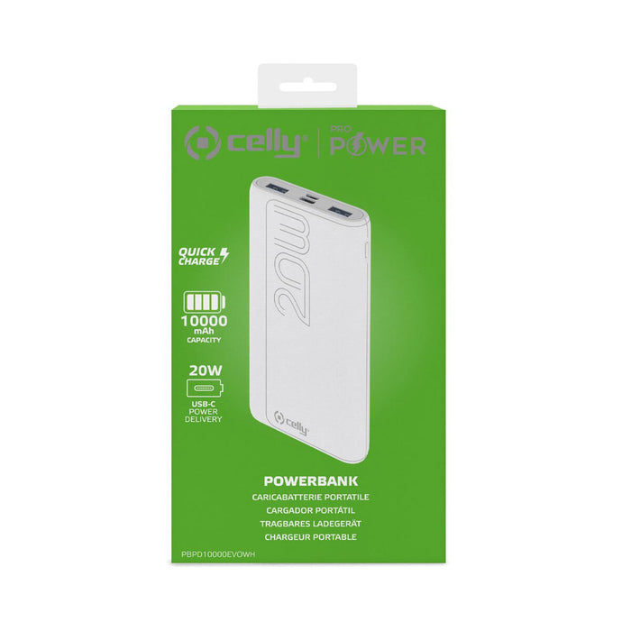 Powerbank Celly PBPD10000EVOWH Alb