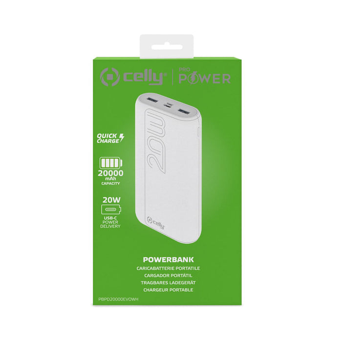 Power Bank Celly 20000 mAh Alb