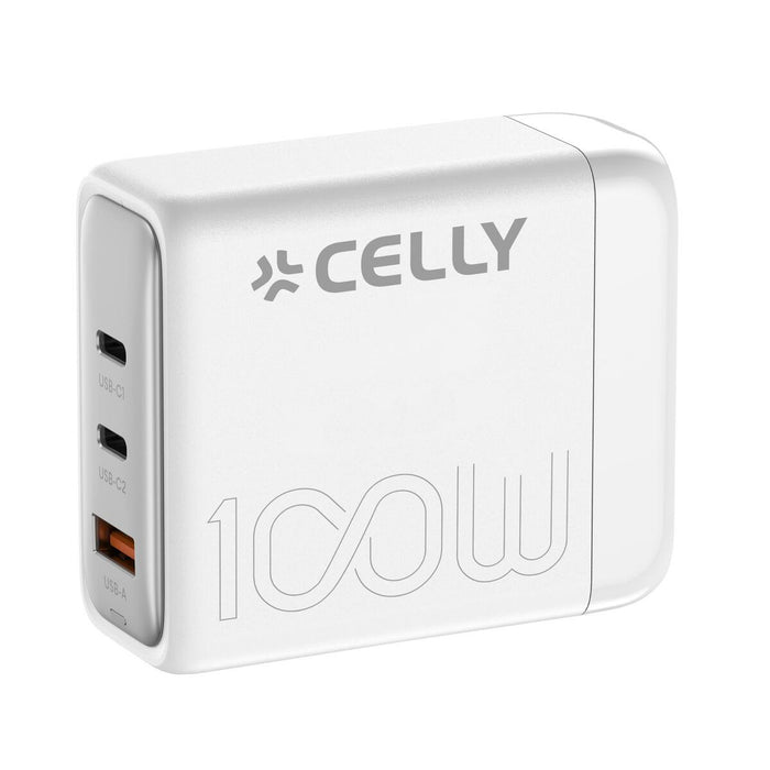 Încărcător de Perete Celly PS3GAN100WWH Alb 100 W