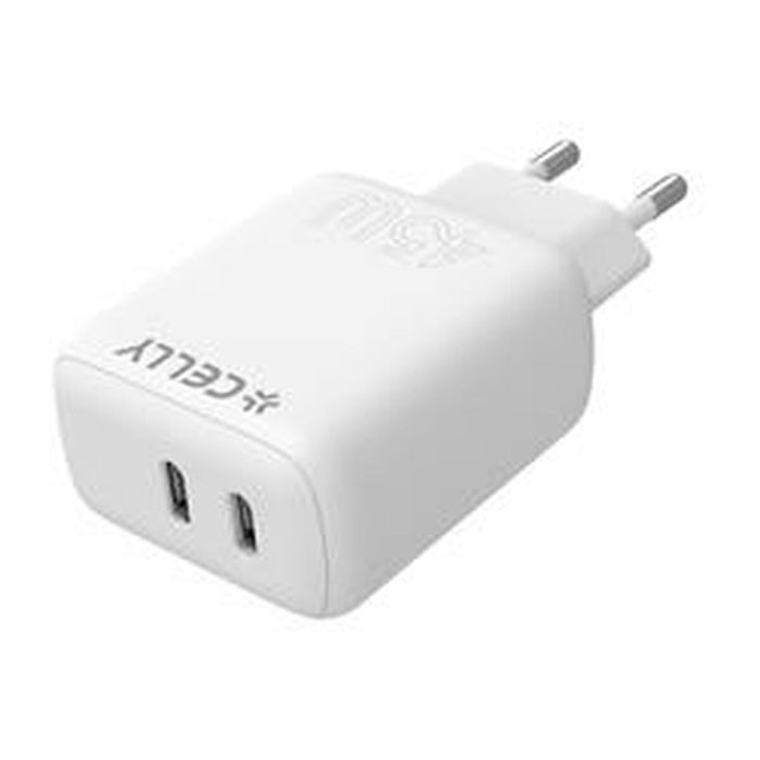 Încărcător de Perete Celly TC2USBC45WWH Alb 45 W