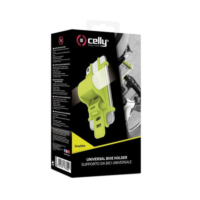 Suport de Telefon pentru Bicicletă Celly EASYBIKEGN. Negru Verde Silicon Plastic