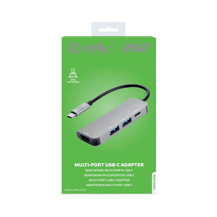 Hub USB-C Celly Prohub Gri (1 Unități)