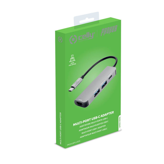 Hub USB-C Celly Prohub Gri (1 Unități)