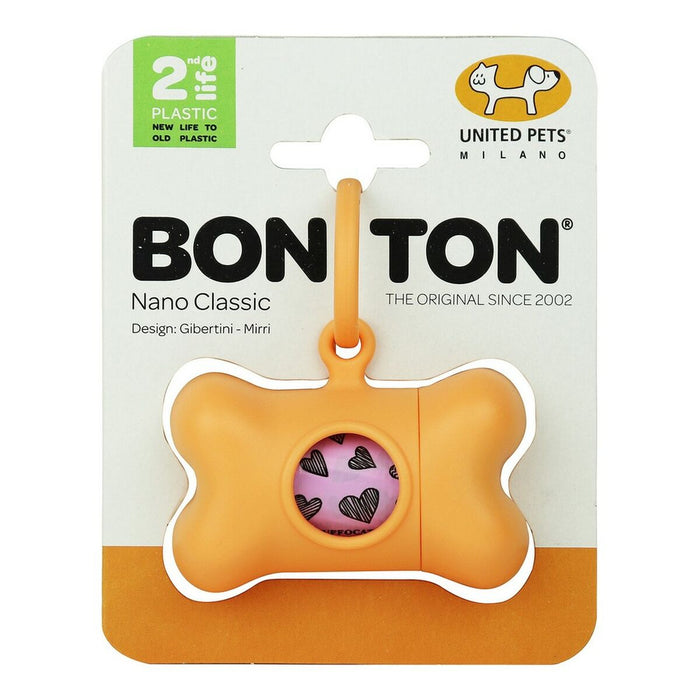 Dozator de Saci pentru Animale de Companie United Pets Bon Ton Nano Classic Câine Portocaliu Plastic reciclat (6 x 3 x 4 cm)