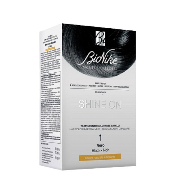 Vopsea permanentă de păr BioNike Shine On, nuanța 1 Black, 145 ml