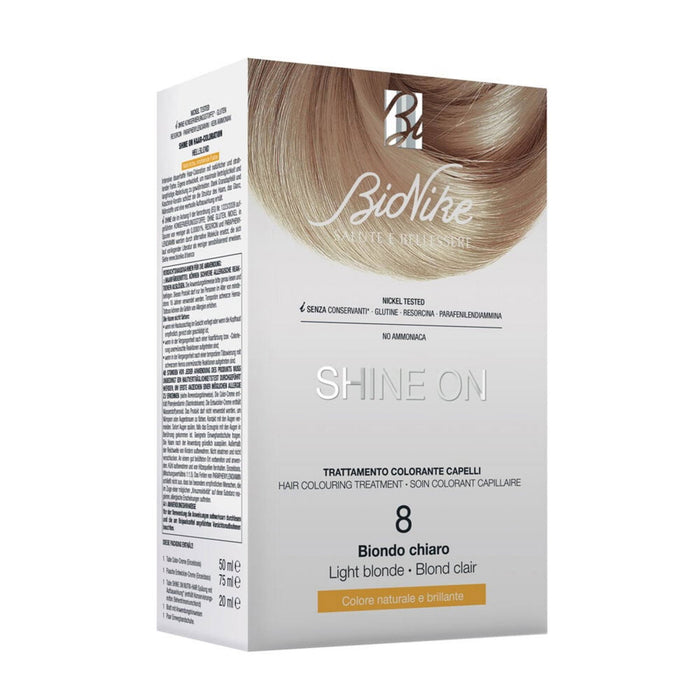 Vopsea permanentă de păr BioNike Shine On, nuanța 8 Light Blonde, 145 ml