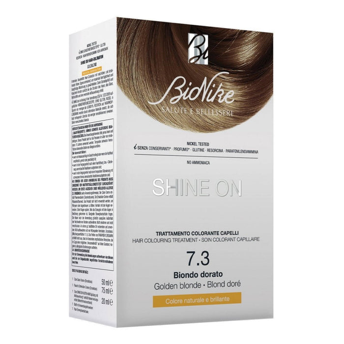 Vopsea permanentă de păr BioNike Shine On, nuanța 7.3 Golden blonde, 145 ml