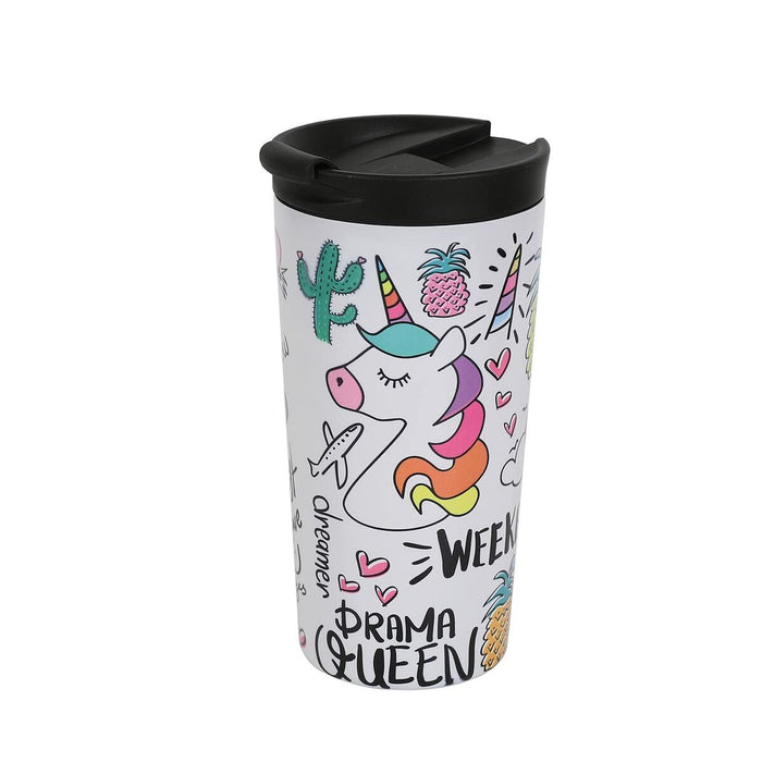 Cană Termos cu Capac iTotal Perete dublu Alb Unicorn Oțel inoxidabil 350 ml
