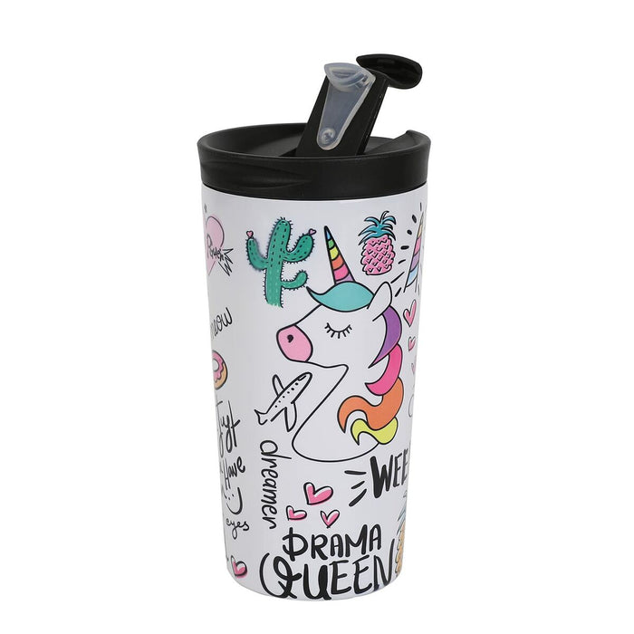 Cană Termos cu Capac iTotal Perete dublu Alb Unicorn Oțel inoxidabil 350 ml