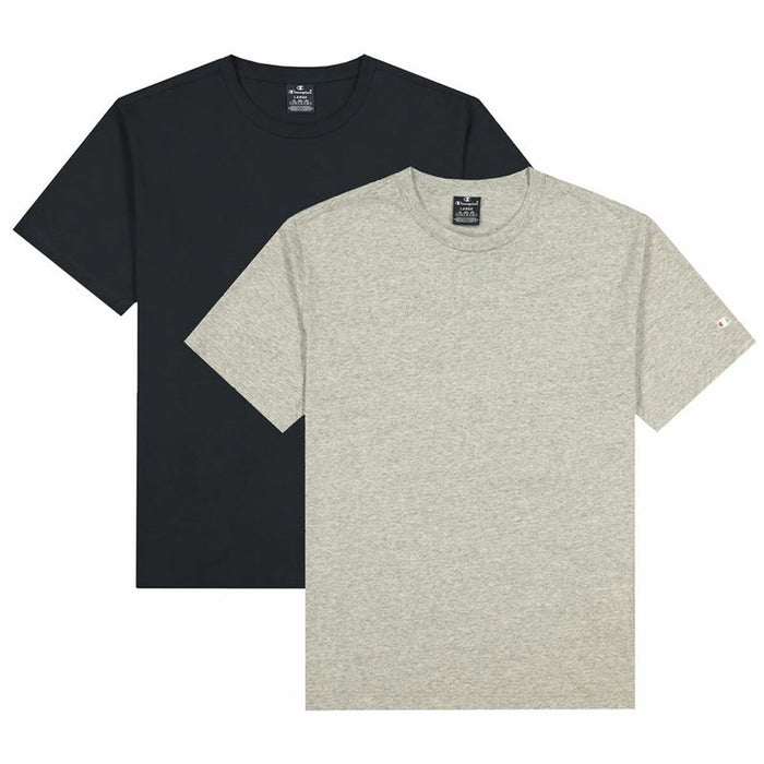 Tricou cu Mânecă Scurtă Bărbați Champion Crew-Neck Negru 2 Piese Gri deschis