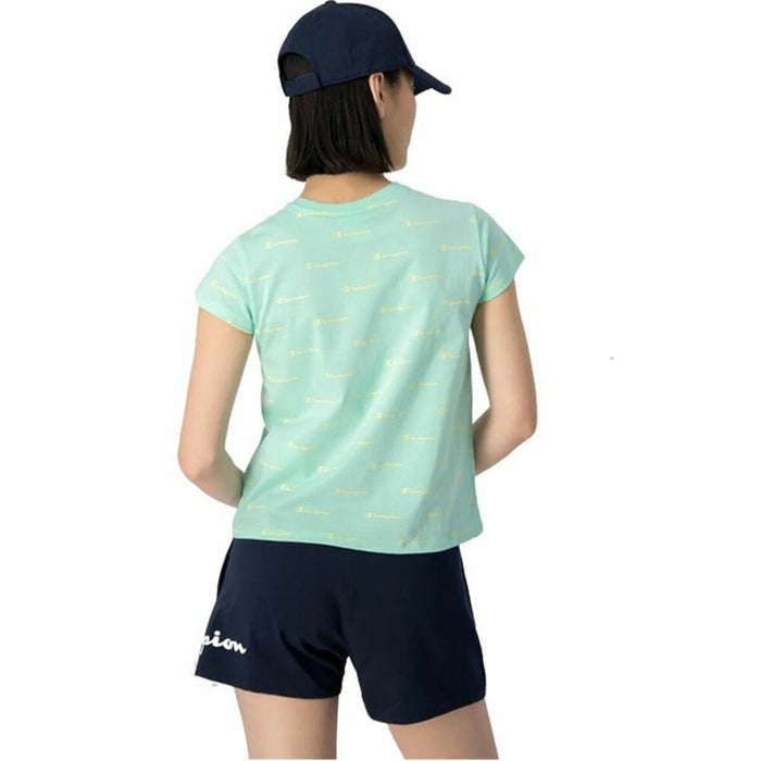 Tricou cu Mânecă Scurtă Femei Crewneck Champion  Croptop Acvamarin